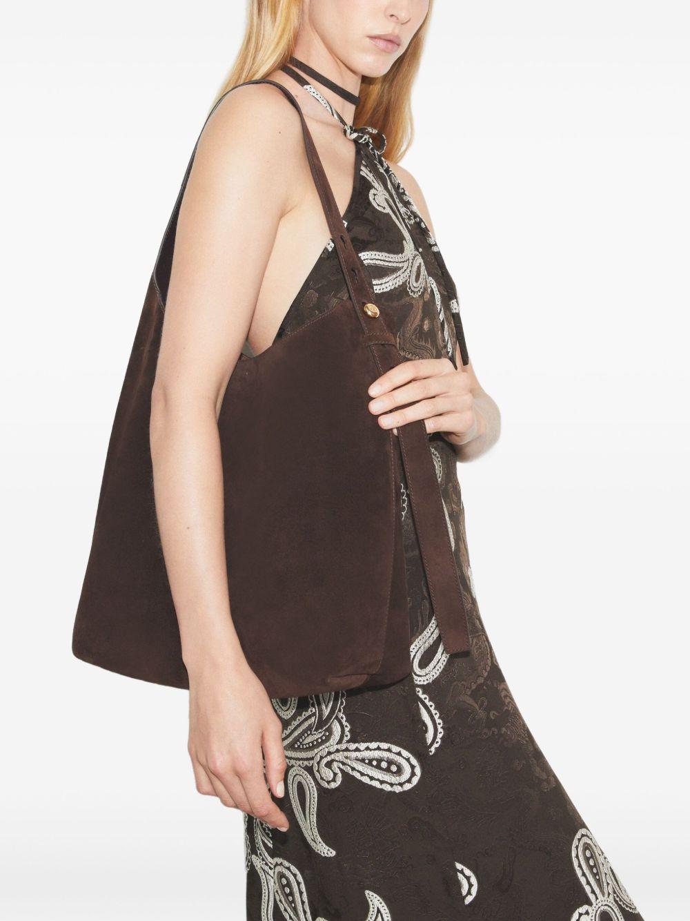 TORY BURCH Borsa a spalla in sued marrone scuro