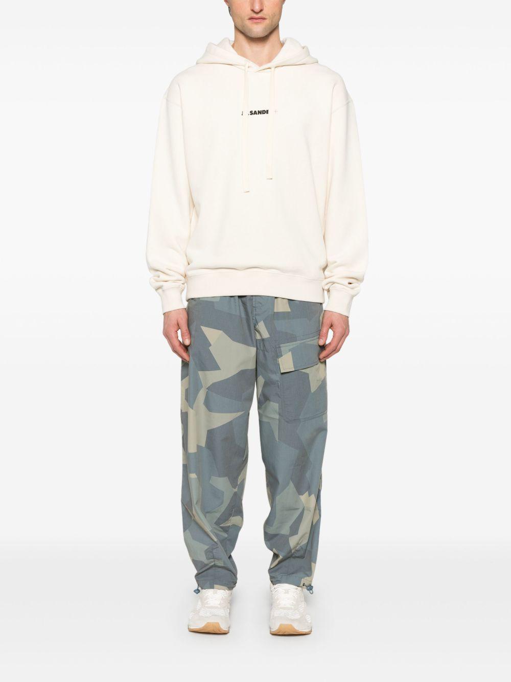 JIL SANDER Felpa con cappuccio in cotone color panna