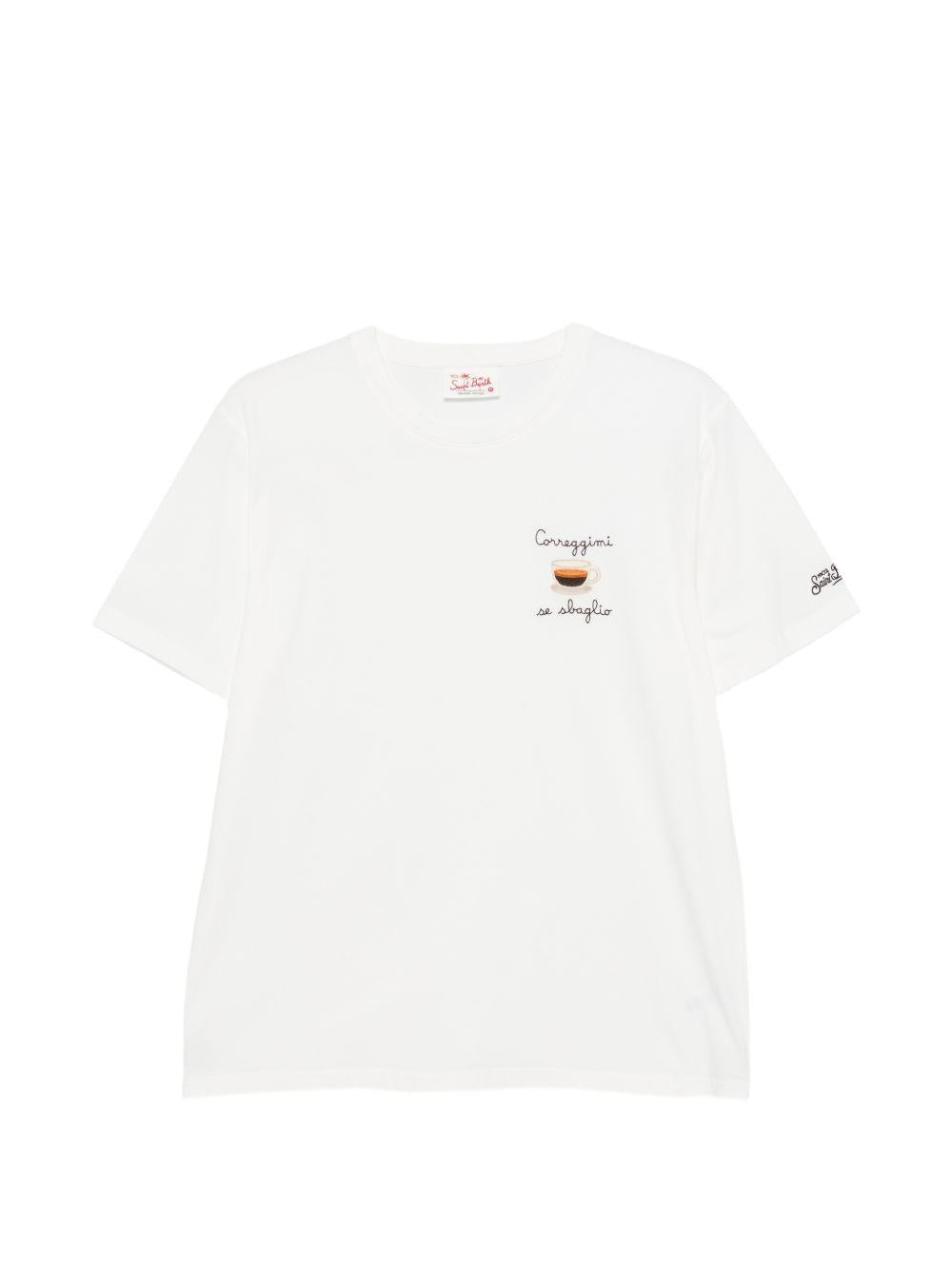 MC2 SAINT BARTH T-shirt Portofino in cotone bianco con ricamo
