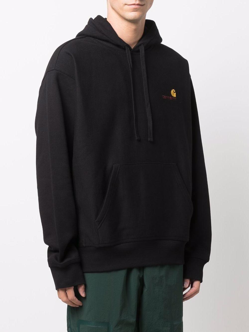 CARHARTT WIP Felpa in cotone nero con logo ricamato frontale