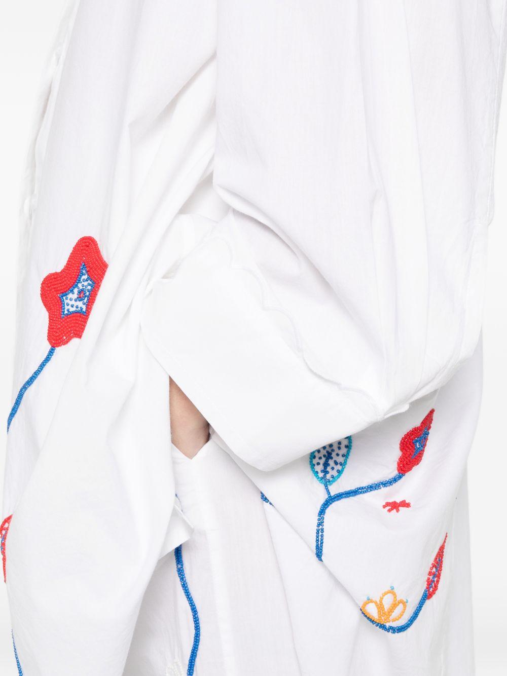 FORTE FORTE Camicia a maniche lunghe in cotone bianco con ricami