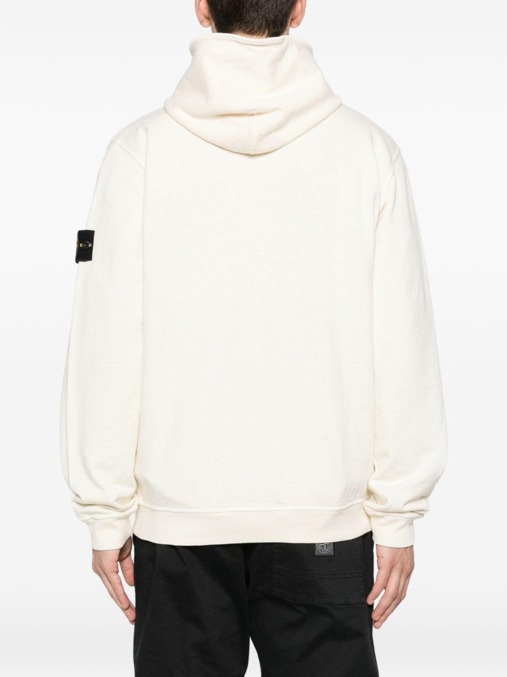 STONE ISLAND Felpa con zip in cotone avorio