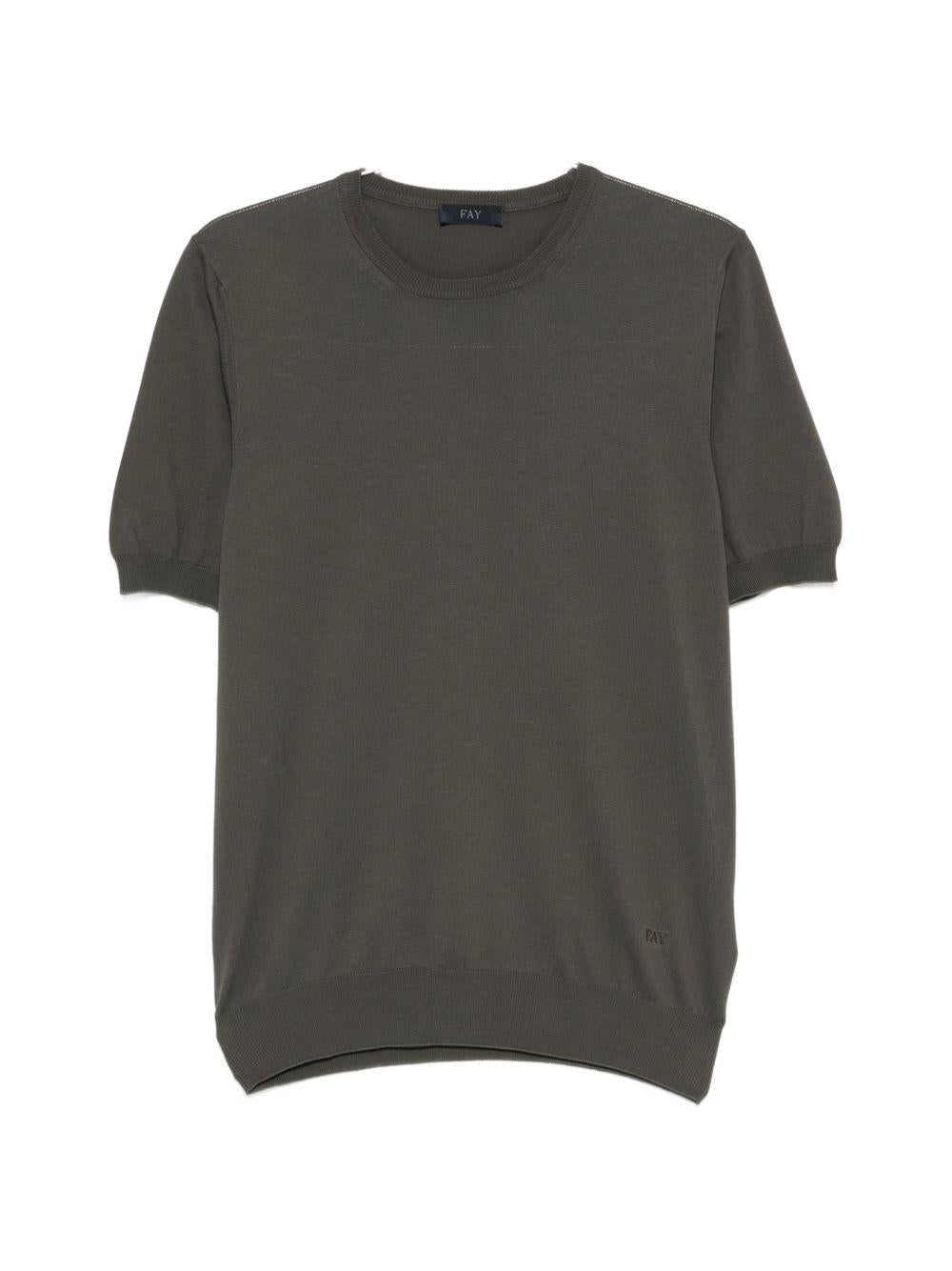 FAY T-shirt girocollo verde militare