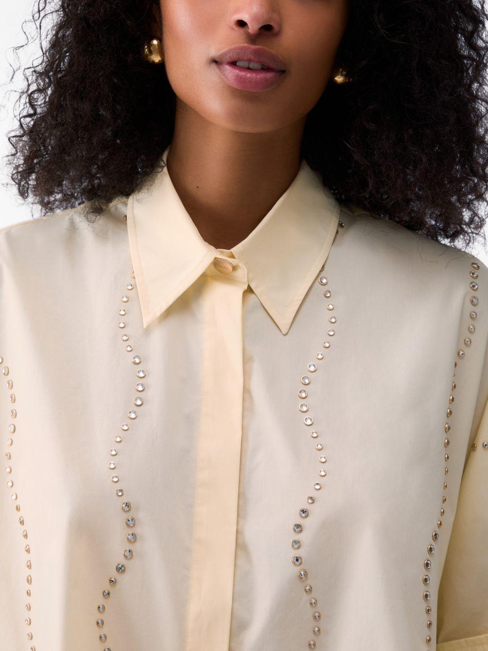 LIUJO Camicia a maniche corte in cotone con strass