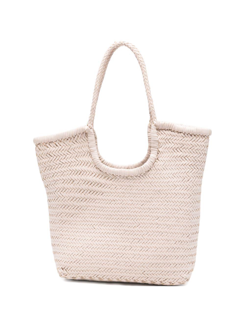 DRAGON DIFFUSION Borsa shopping Diagonal beige in pelle intrecciata