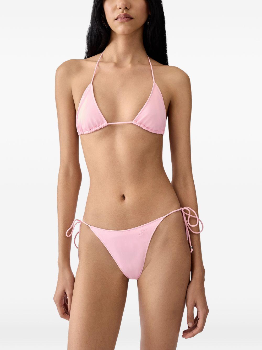 JACQUEMUS Top bikini Triangle rosa con perline