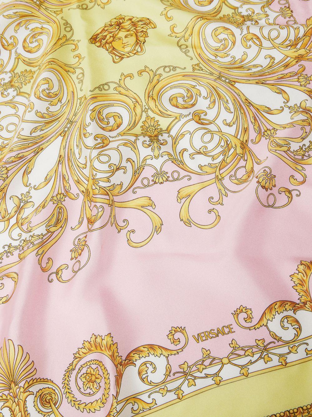 VERSACE Foulard in seta rosa e oro