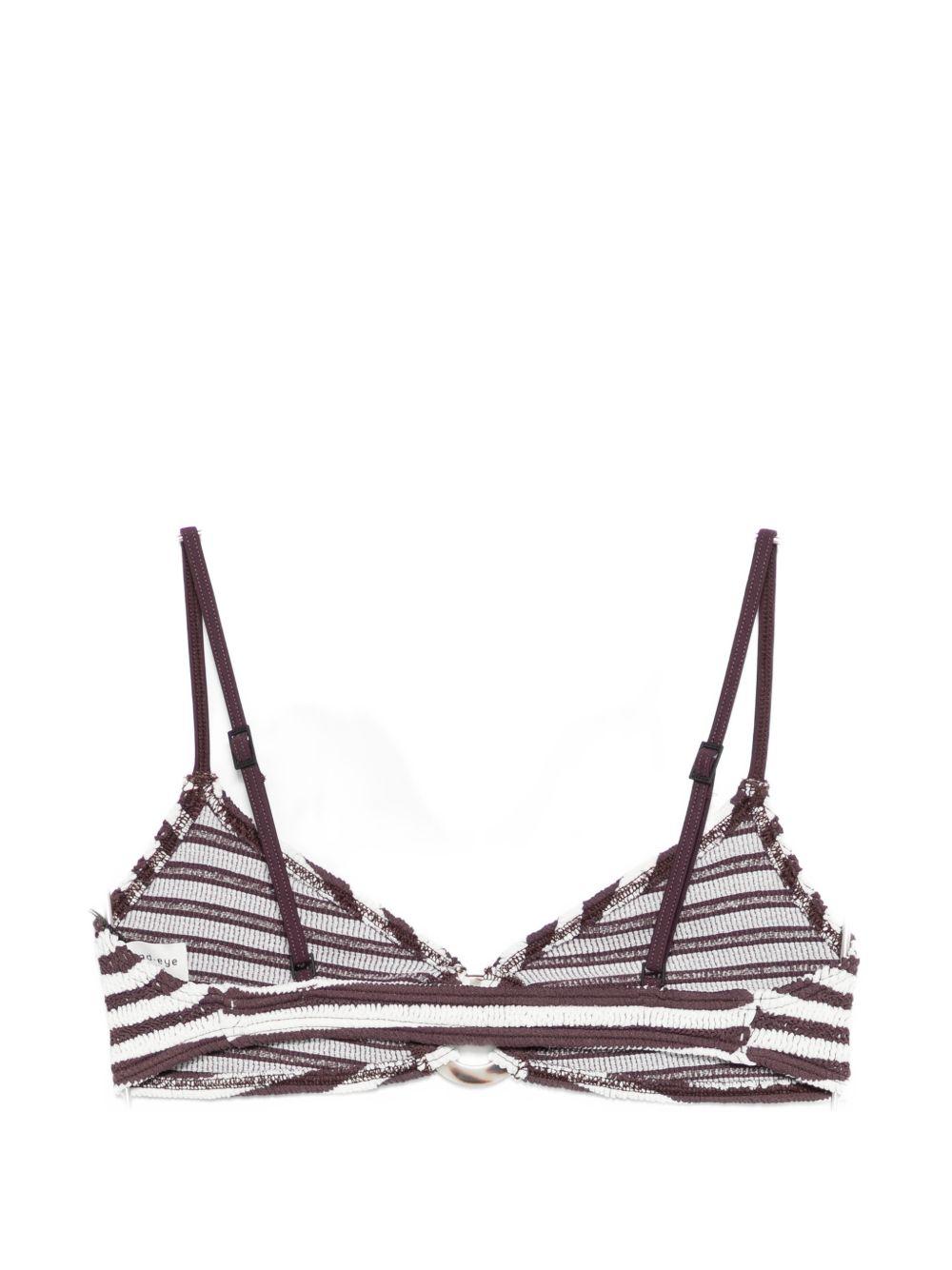BOND EYE Top bikini mare Lissio a righe bianco e marrone
