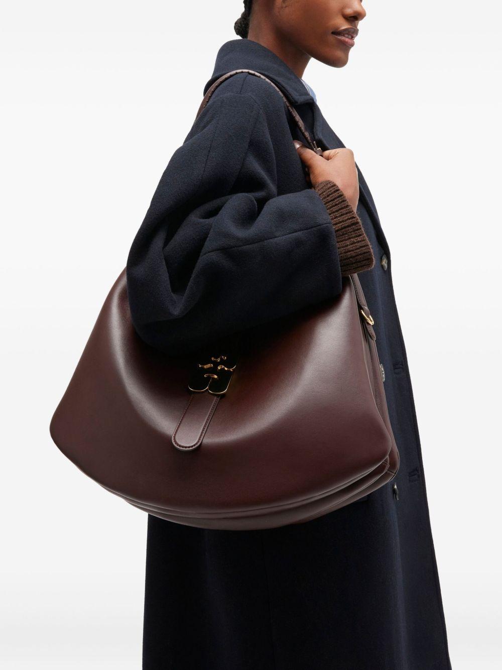 GANNI Borsa a spalla Kat Large in pelle marrone