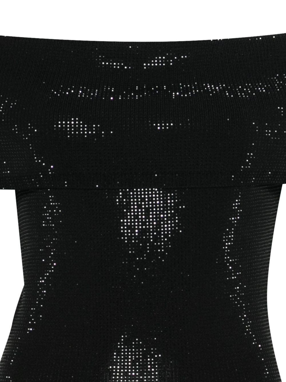 MICHAEL KORS Abito midi nero scollo bardot