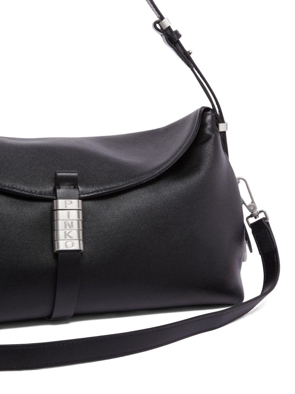 PINKO Borsa a spalla 'New Saddle' in pelle nera