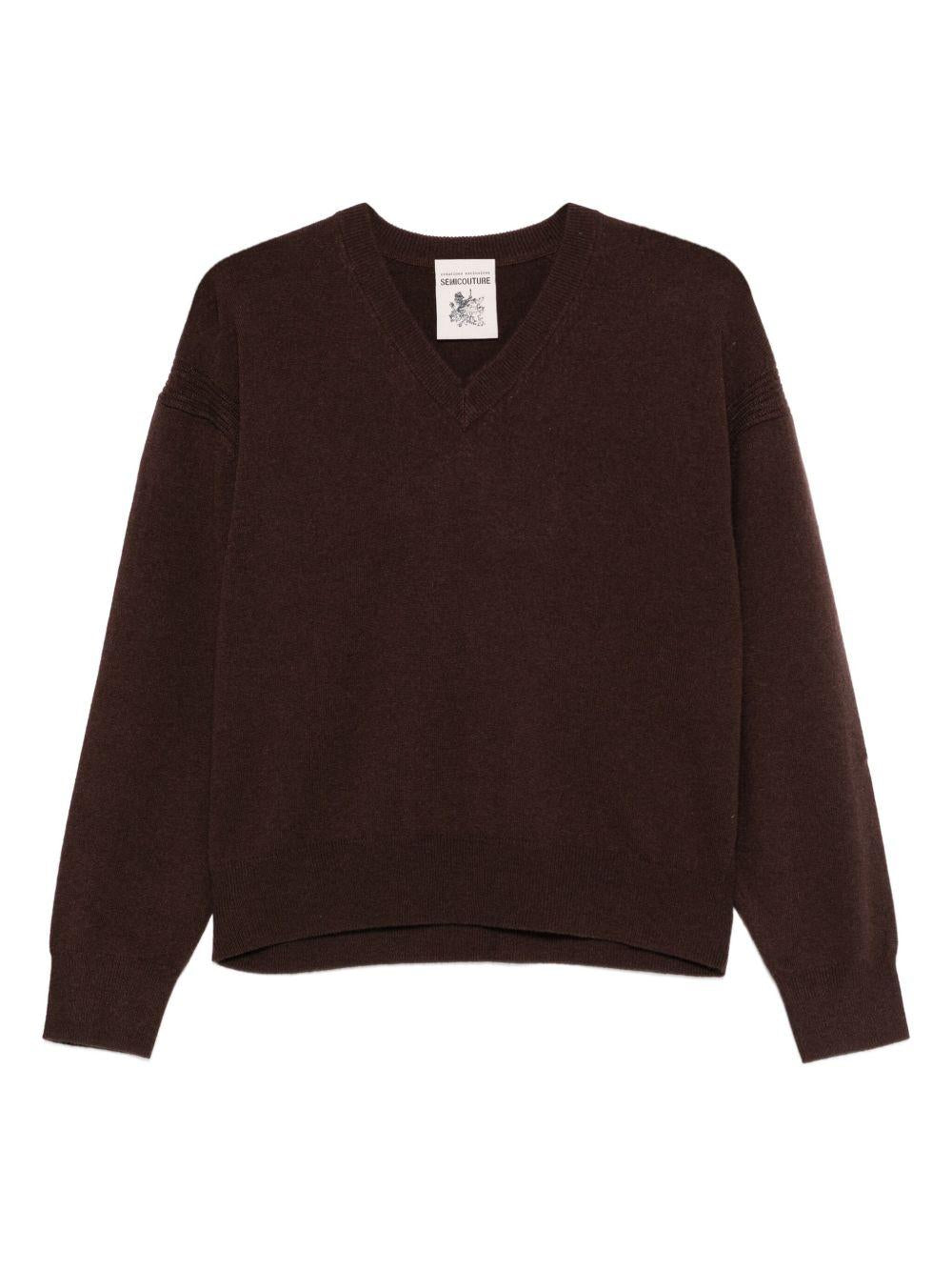 SEMICOUTURE Maglione 'Edmond' in lana marrone