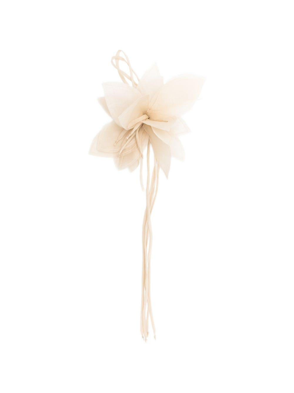 ANTONELLI Spilla fiore Victoria in tessuto beige chiaro