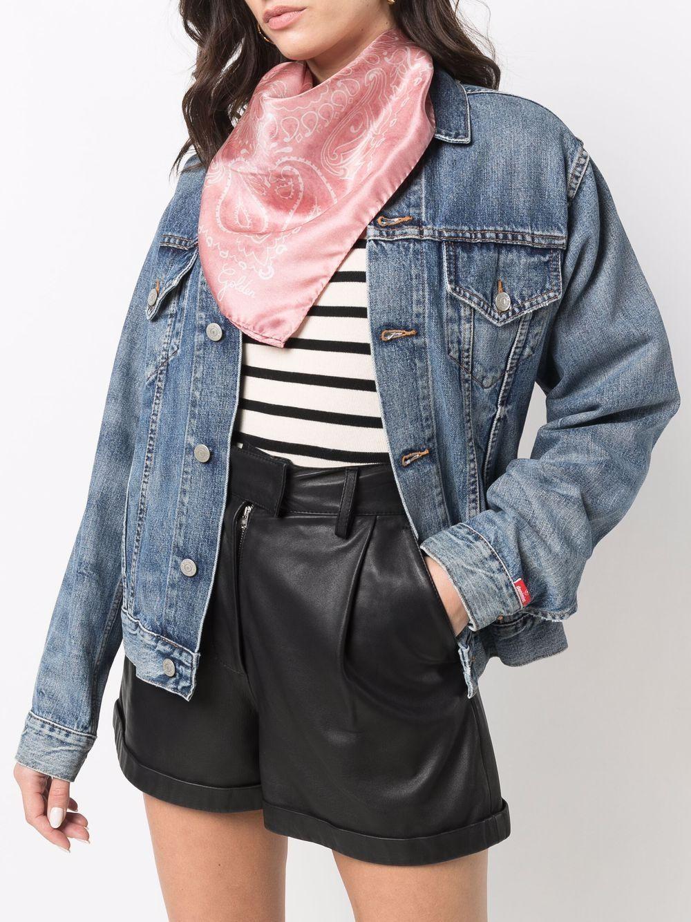 GOLDEN GOOSE Foulard in seta rosa con stampa paisley