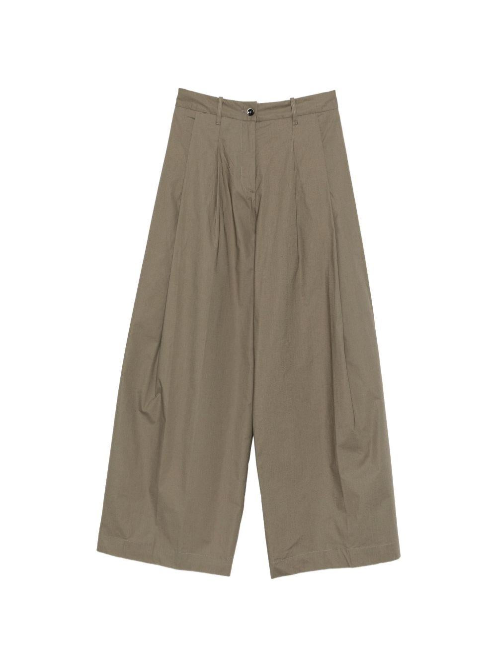 NINE IN THE MORNING Pantaloni Petra in verde con gamba ampia