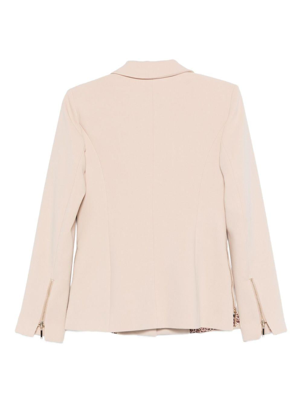 BLUGIRL Blazer beige con bottoni e fodera animalier