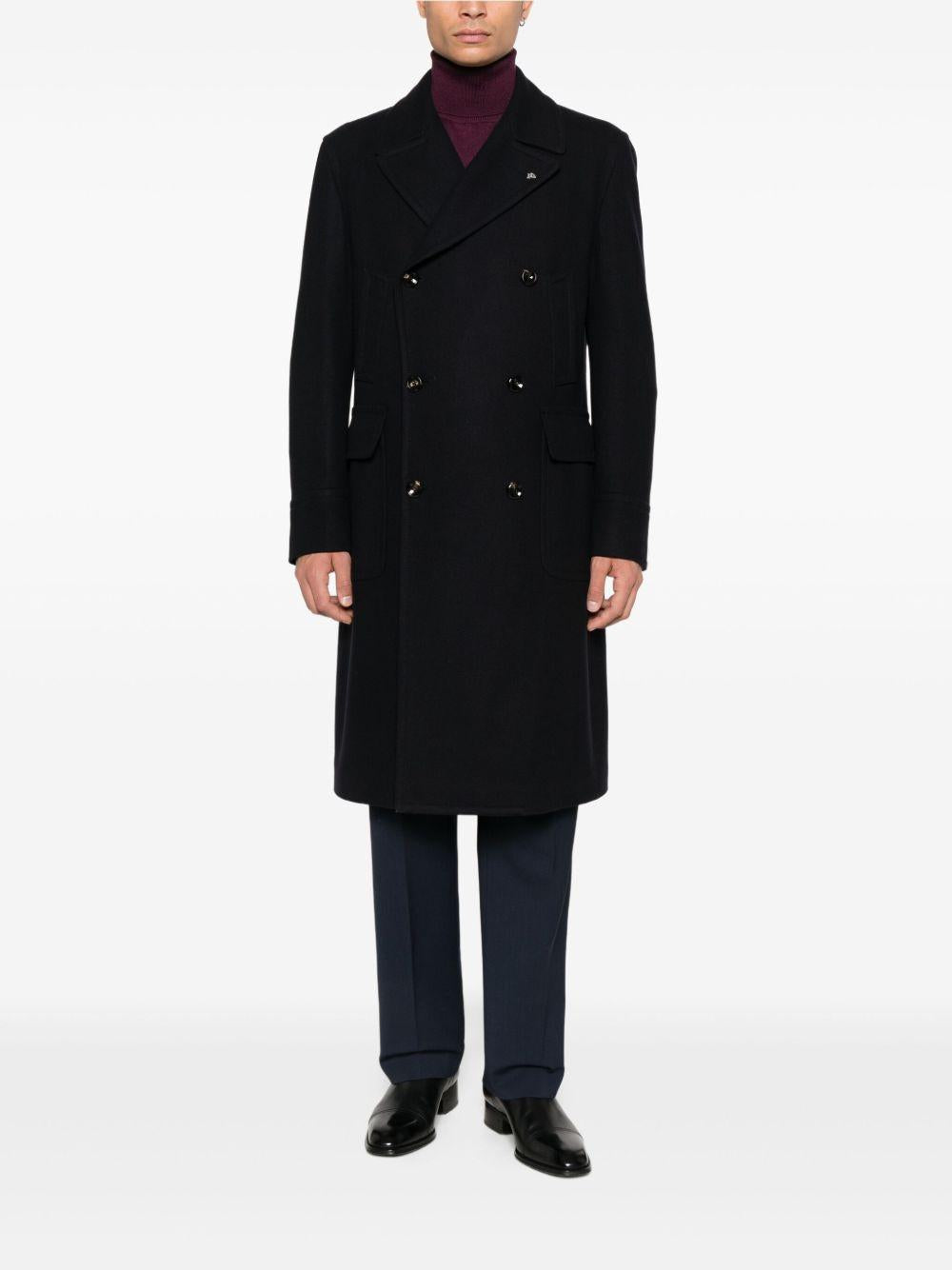 TAGLIATORE Cappotto lungo blu con chiusura doppiopetto