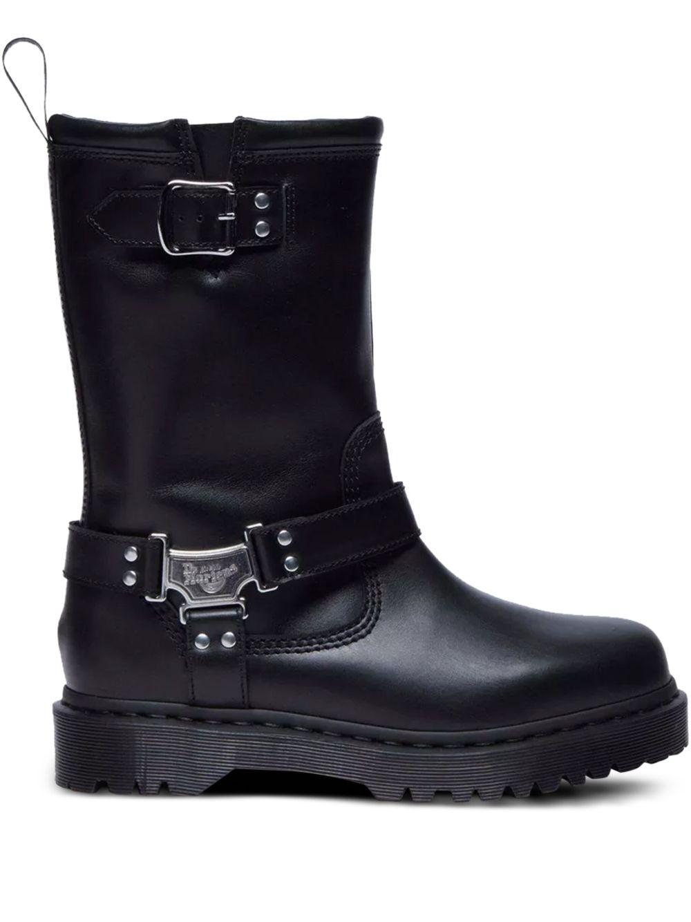 DR MARTENS Stivali alti biker Anistone Hi in pelle nero