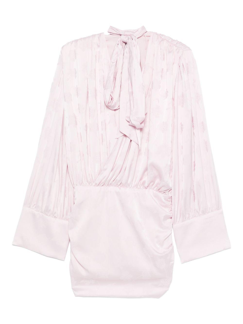 ROTATE Abito rosa cipria con fiocco al collo