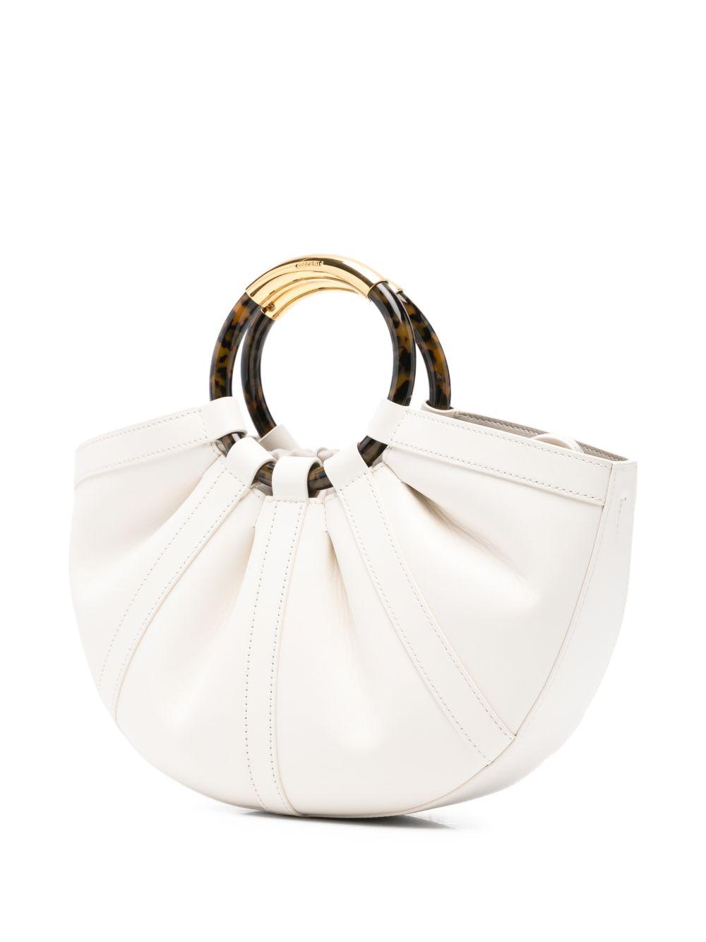 COCCINELLE Borsa a mano in pelle bianca con manico circolare