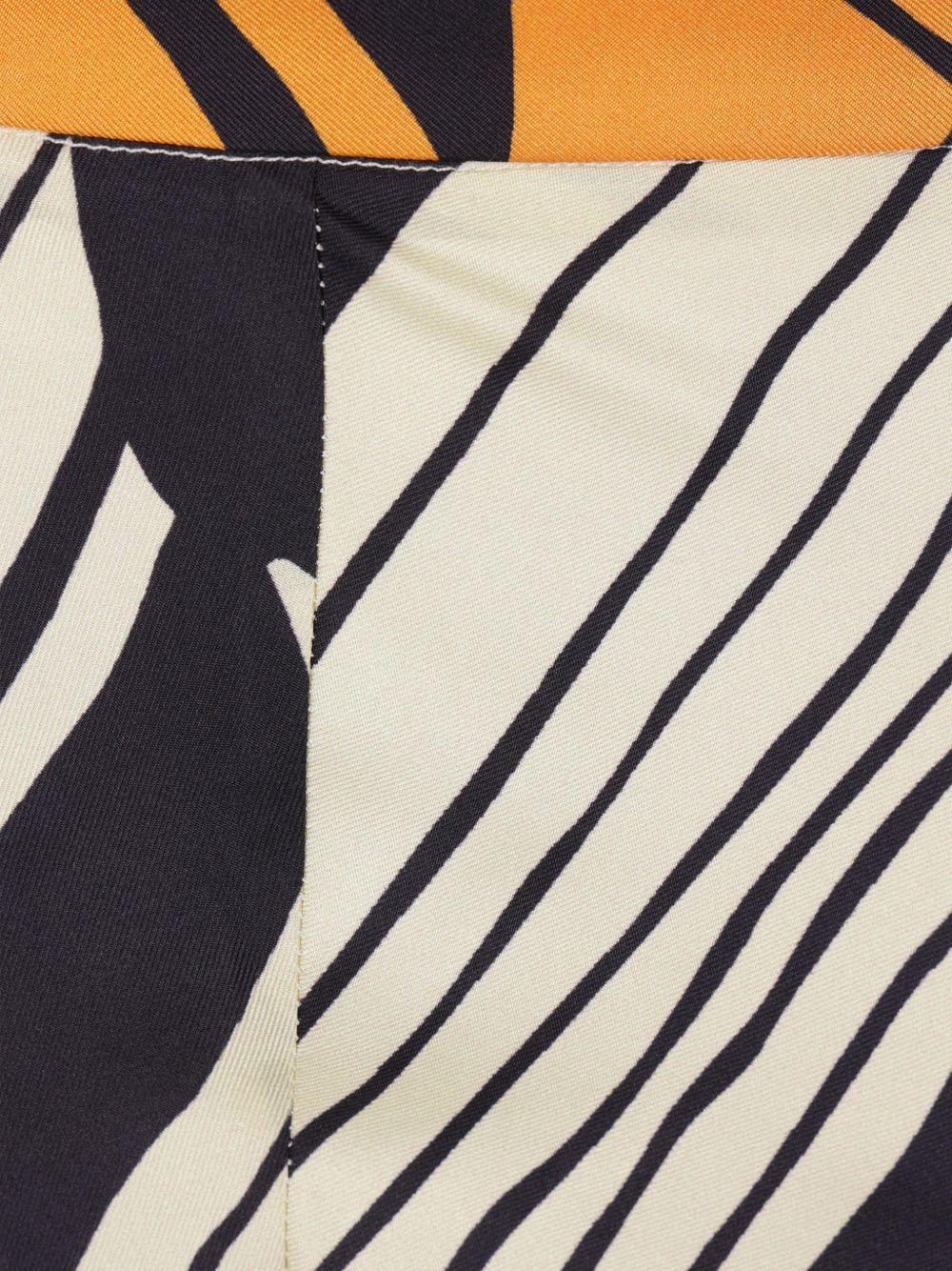 RAQUEL DINIZ Pantaloni in seta a righe avorio e nere