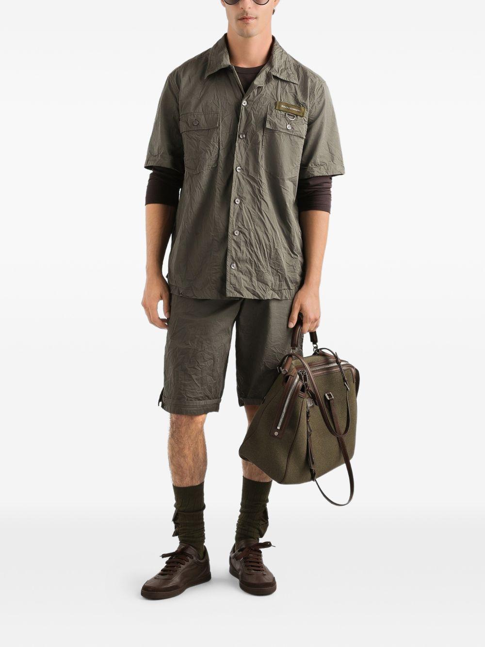 DOLCE e GABBANA Camicia in cotone grigio con effetto crinkled