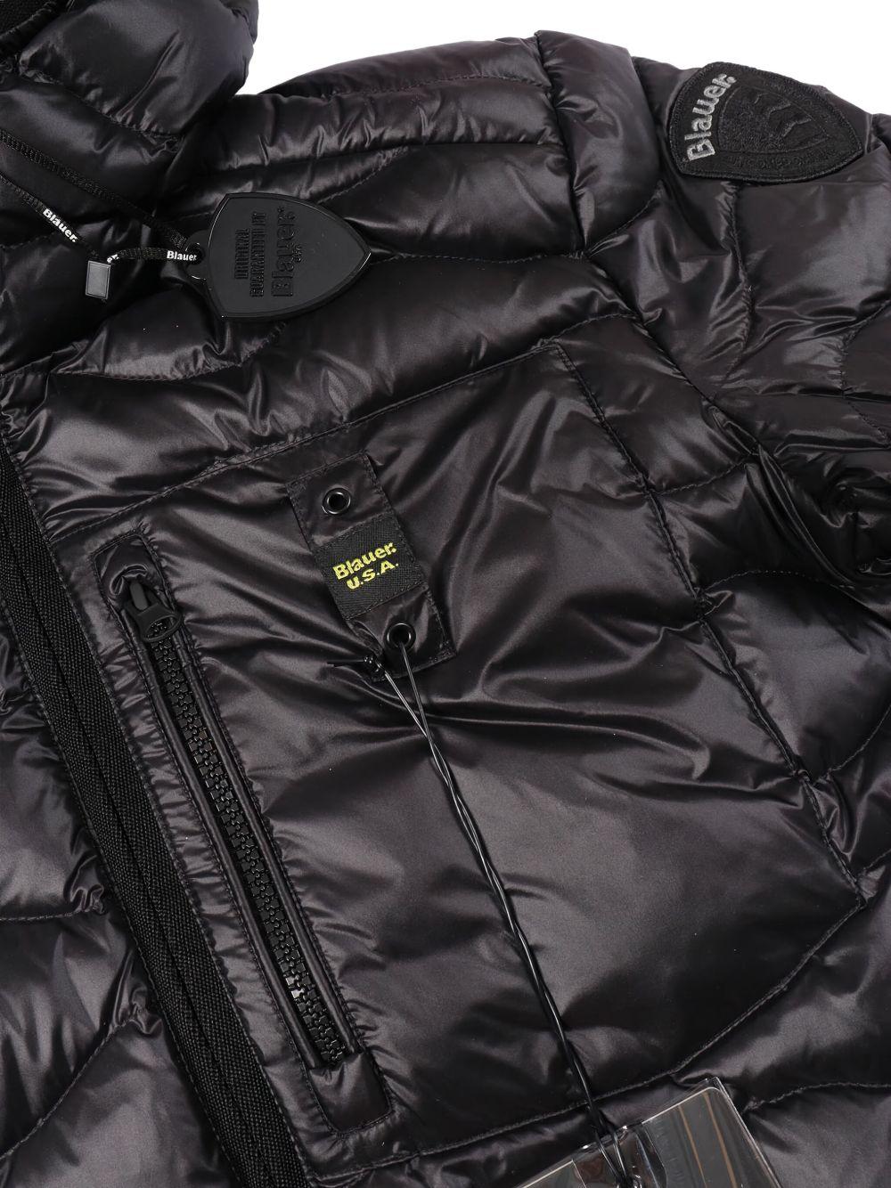 BLAUER Piumino corto nero con cappuccio