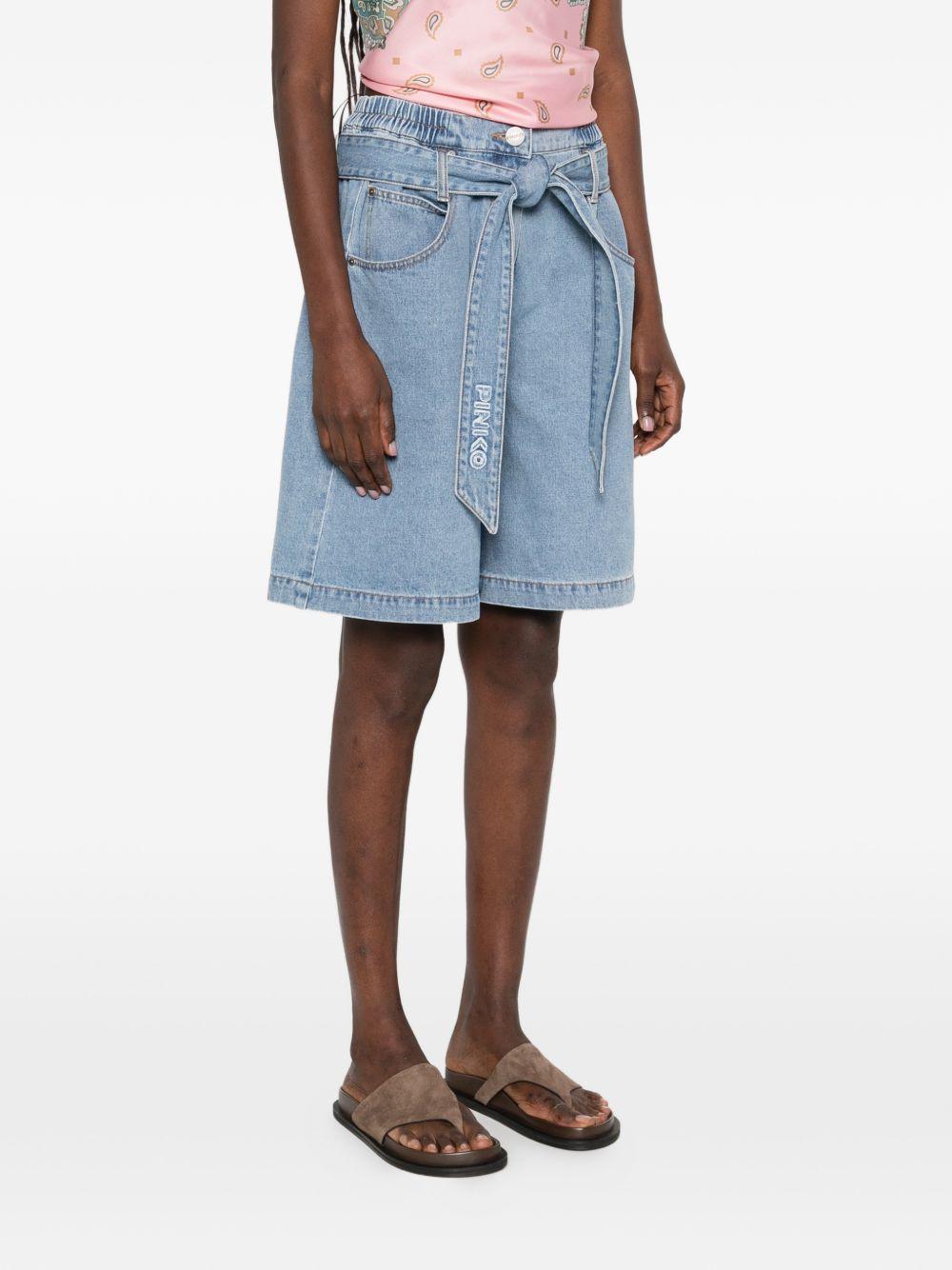 PINKO Shorts in denim con cinturino in vita