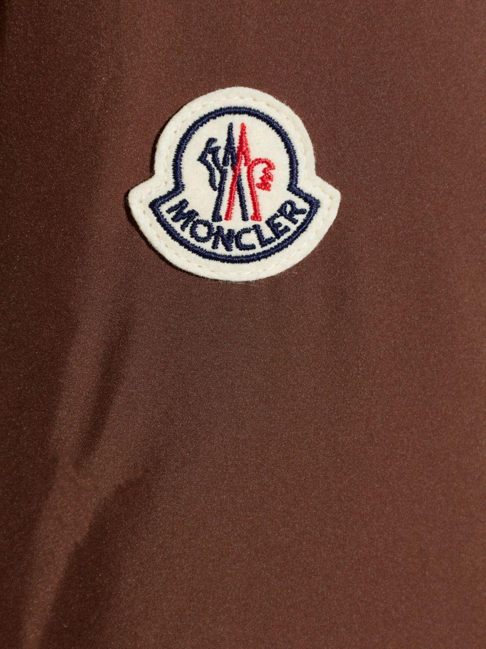 MONCLER Piumino corto Vnorviane marrone trapuntato con tasche