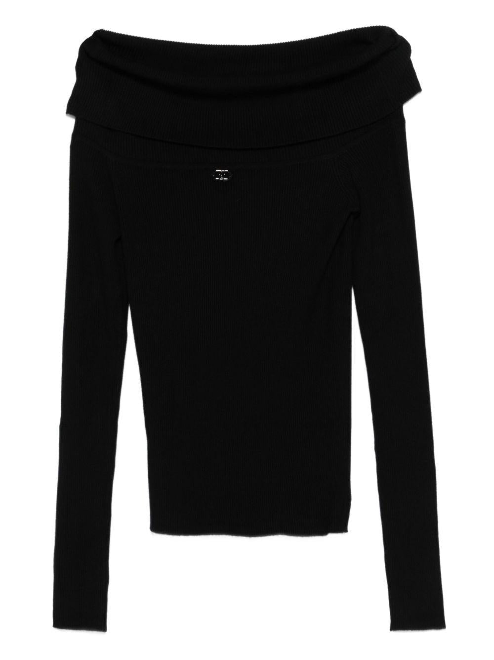 LIUJO Maglia nera con scollo a barca