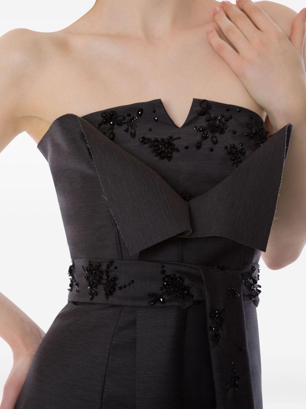 ALBERTA FERRETTI Abito antracite senza spalline con dettagli di perline