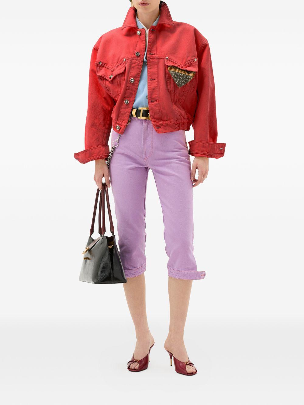 VERSACE Giacca in denim di cotone rosso