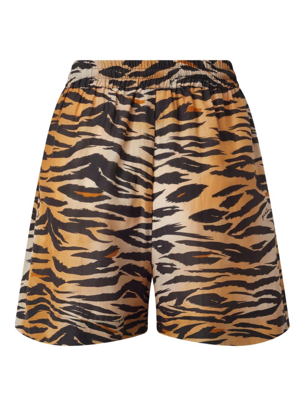 PINKO Shorts Shonda con stampa tigre in cotone