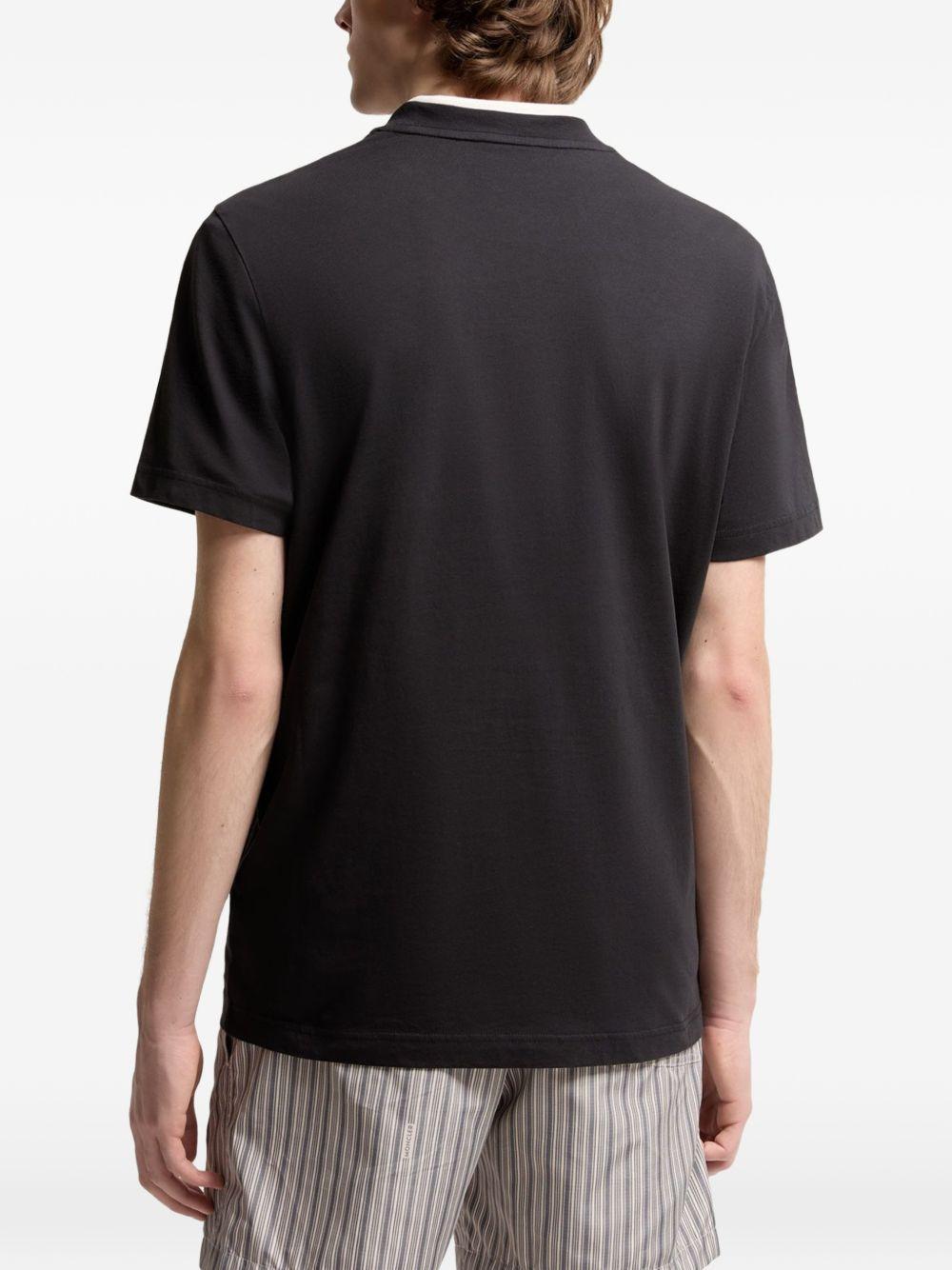 MONCLER T-shirt in cotone blu con triplo logo