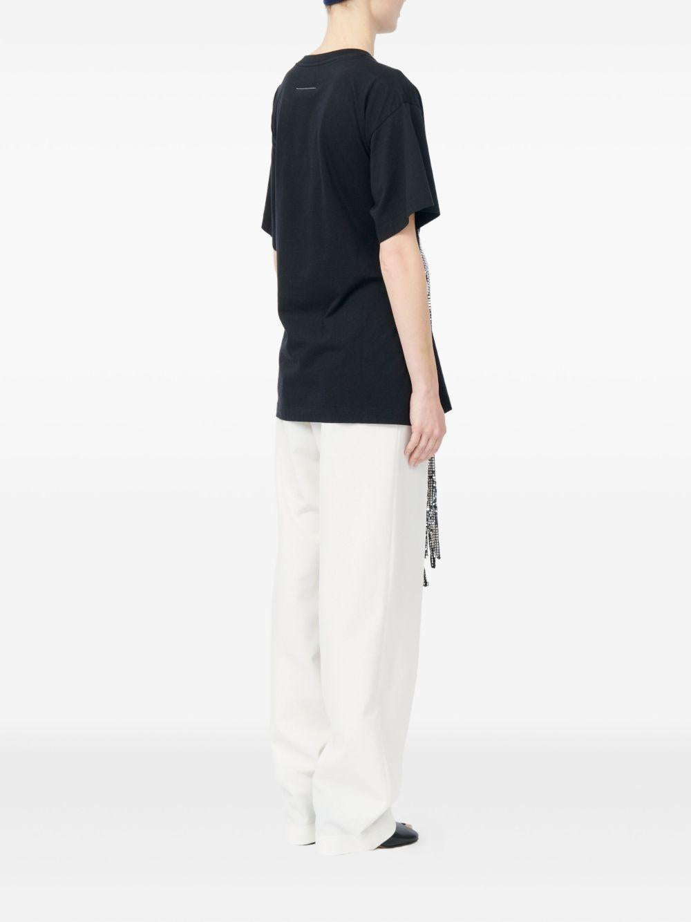 MM6 MAISON MARGIELA T-shirt nera con decorazioni in paillettes