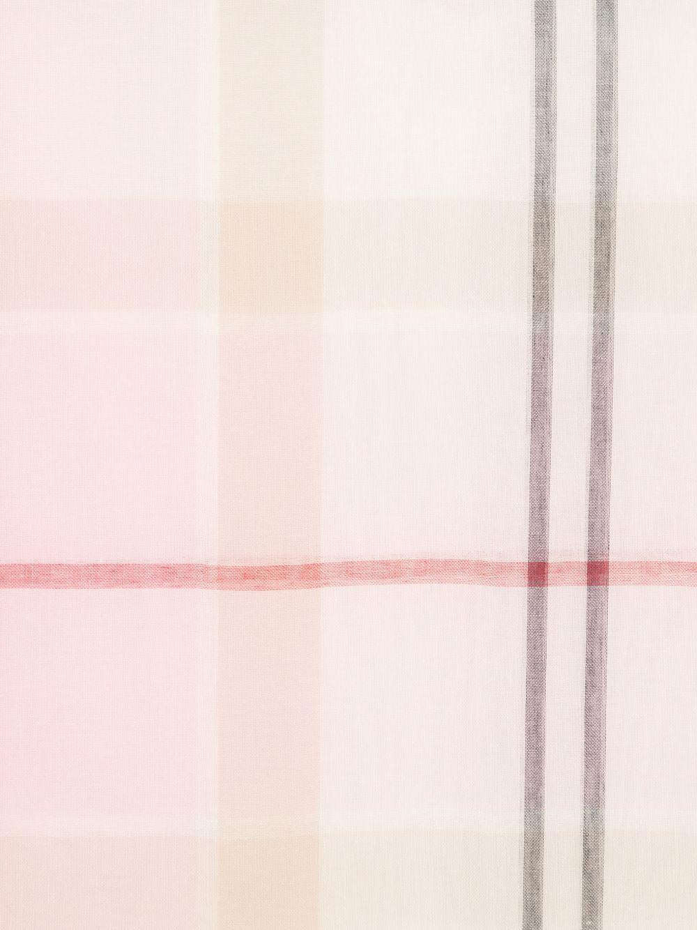 BARBOUR Sciarpa leggera in cotone misto lino rosa a quadri