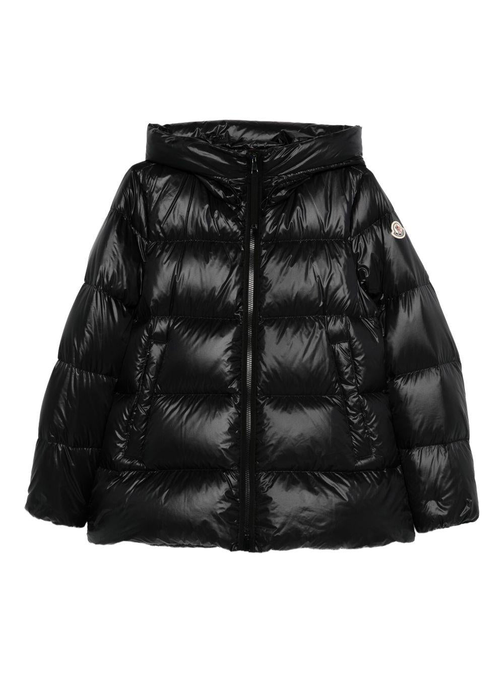 MONCLER Piumino corto nero con cappuccio