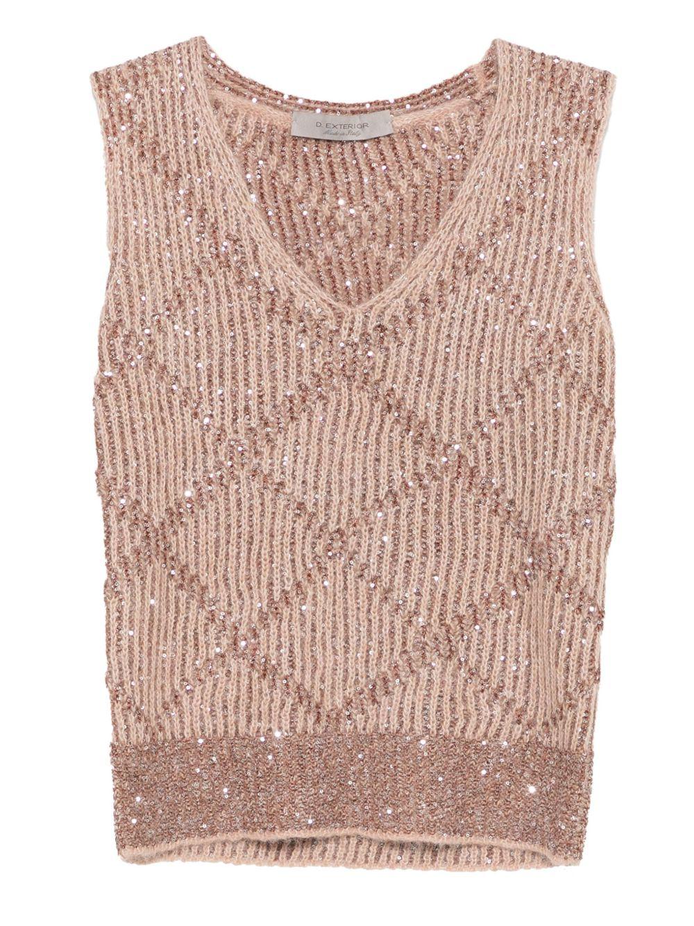 D EXTERIOR Gilet rosa con paillettes