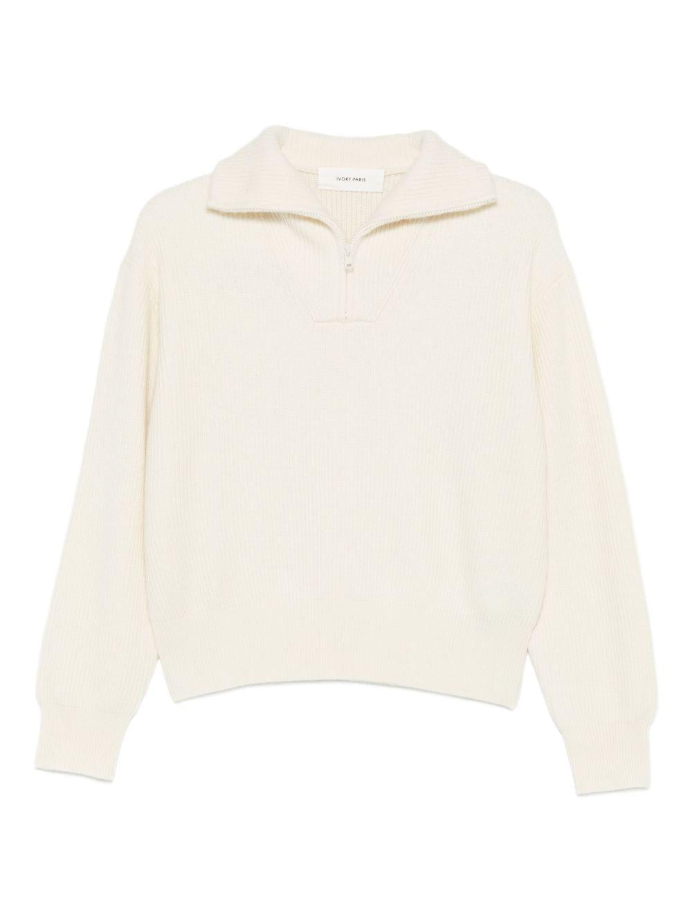 IVORY PARIS Maglia con scollo a V color avorio