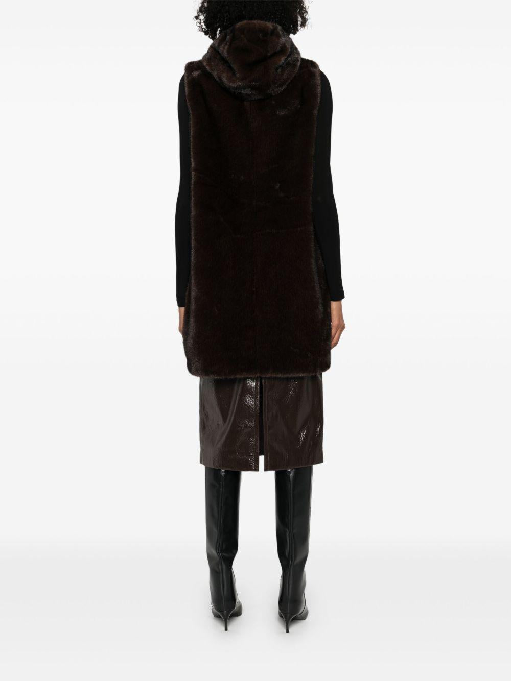 BETTA CORRADI Gilet con cappuccio in pelliccia