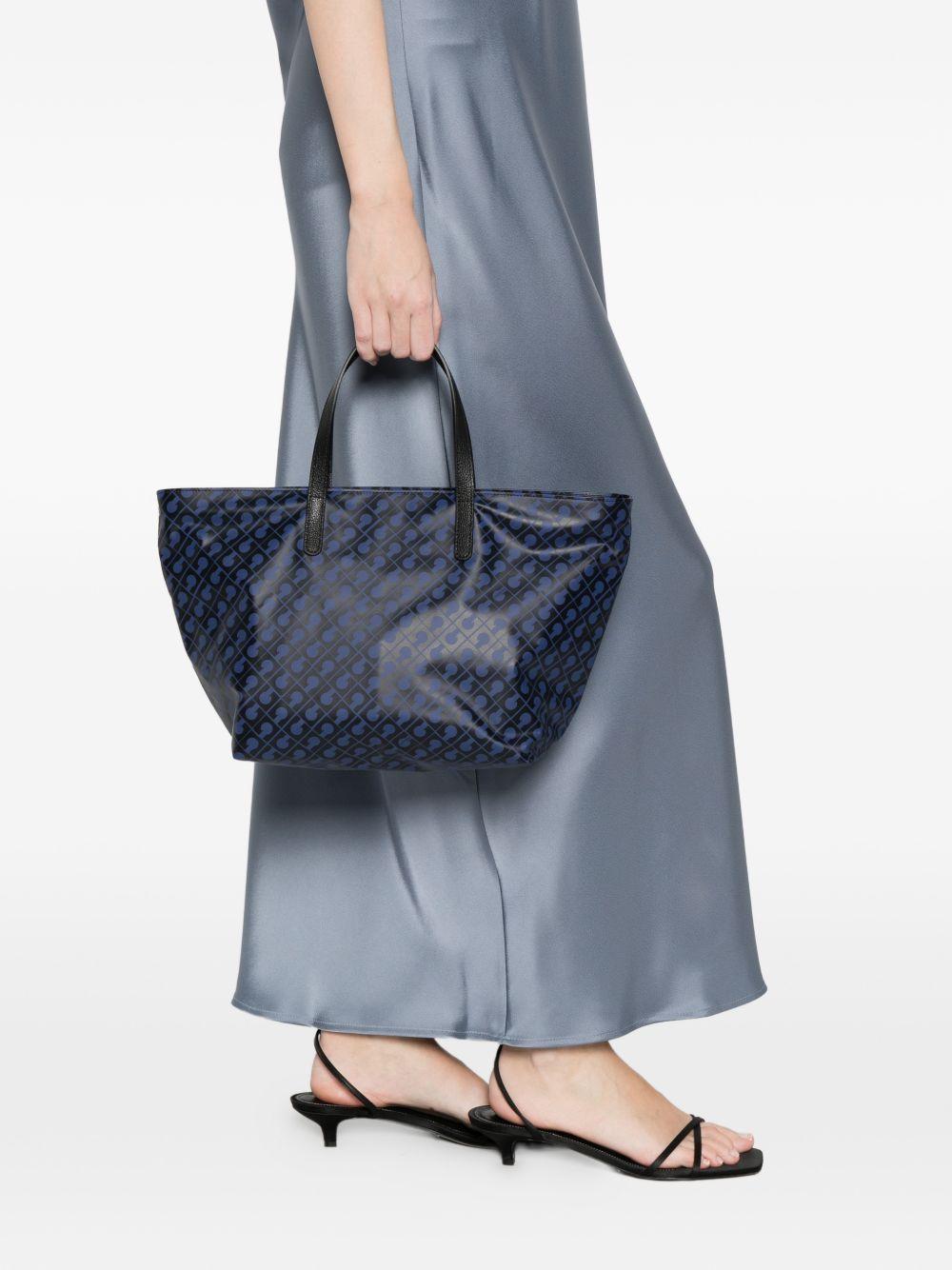 GHERARDINI Borsa Shopping Softy Odissey con logo all-over blu