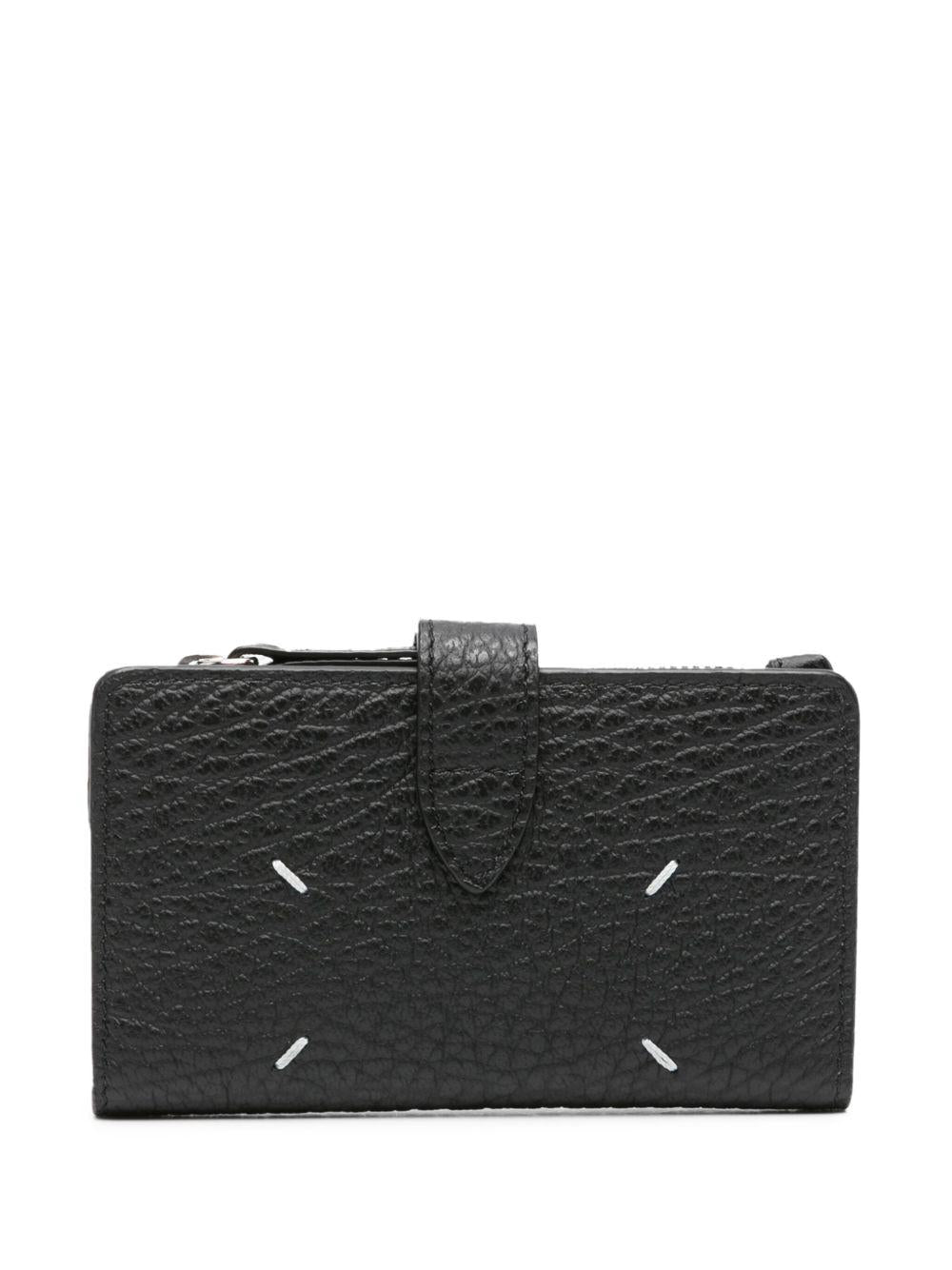 MAISON MARGIELA Portacarte nero in pelle con logo iconico