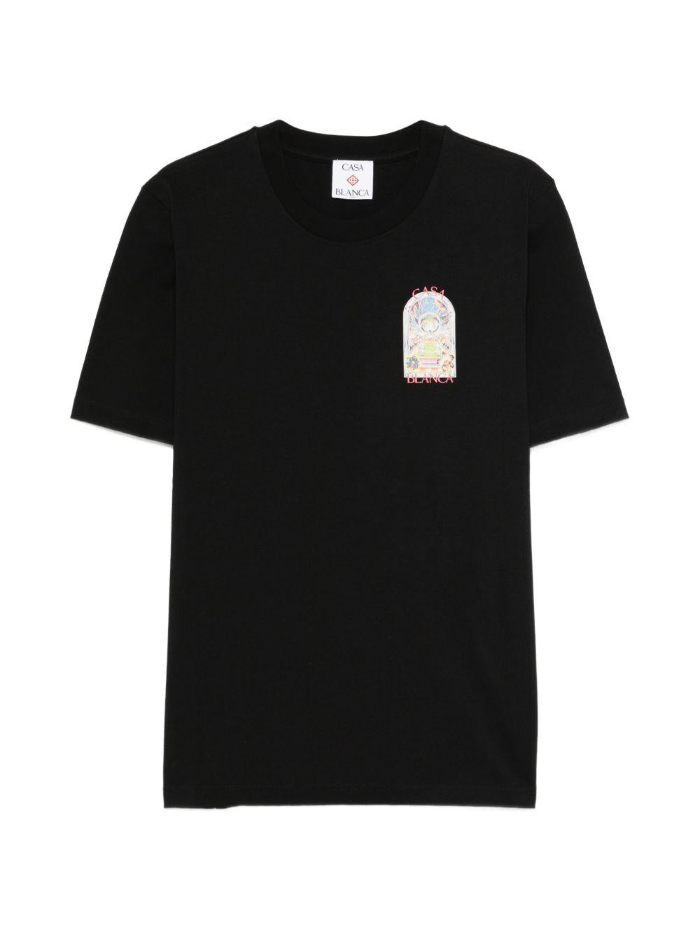 CASABLANCA T-shirt con stampa grafica in cotone nero