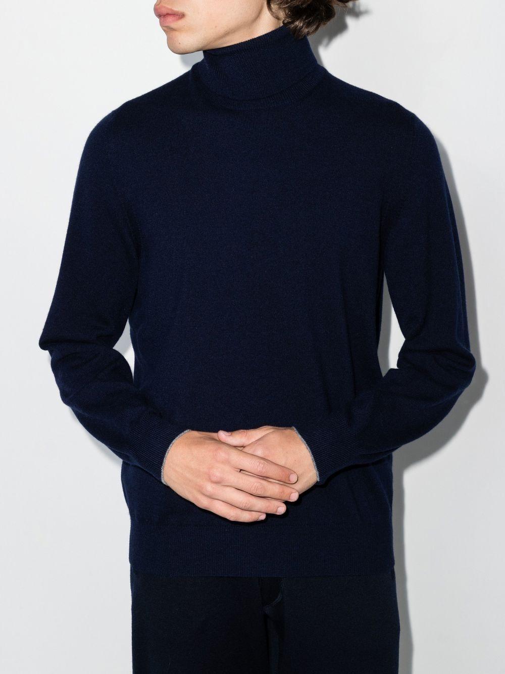 BRUNELLO CUCINELLI Maglia a collo alto in cashmere blu navy