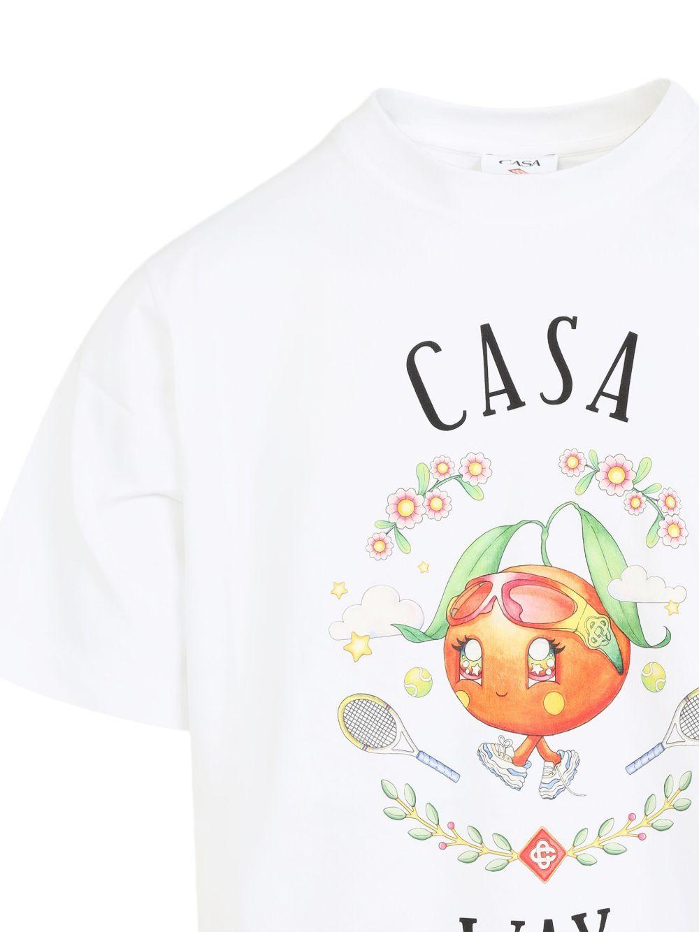 CASABLANCA T-shirt in cotone bianco con stampa grafica