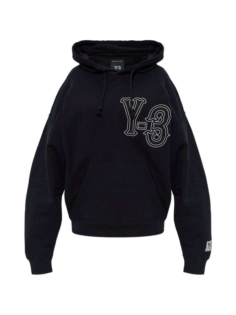 Y3 Felpa nera GFX con cappuccio e stampa logo
