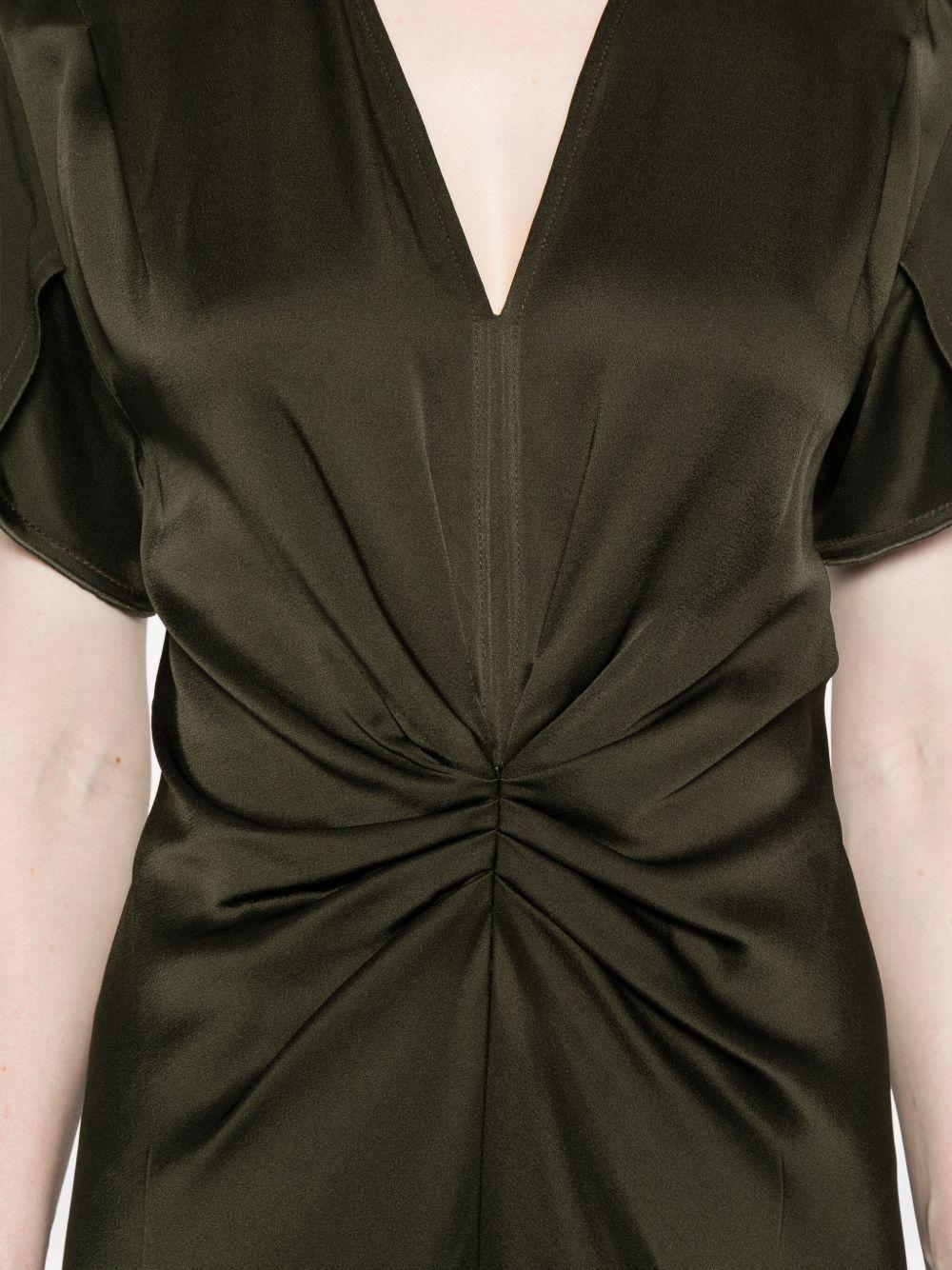 VICTORIA BECKHAM Abito midi in raso con scollo a V