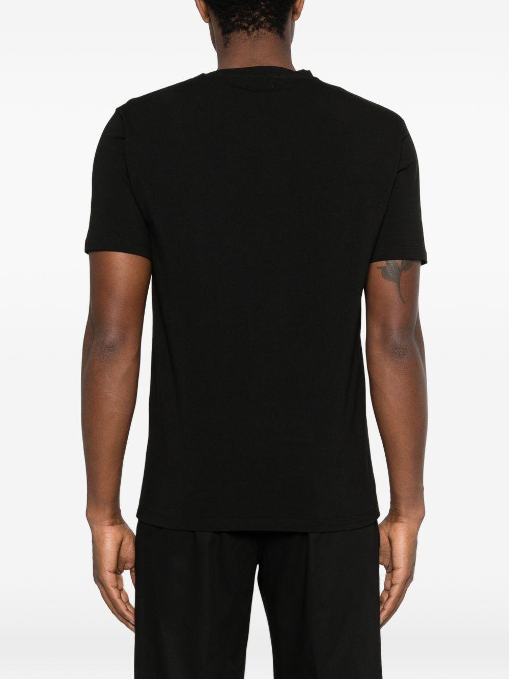 DANIELE FIESOLI T-shirt in cotone elasticizzato nero con girocollo e maniche corte