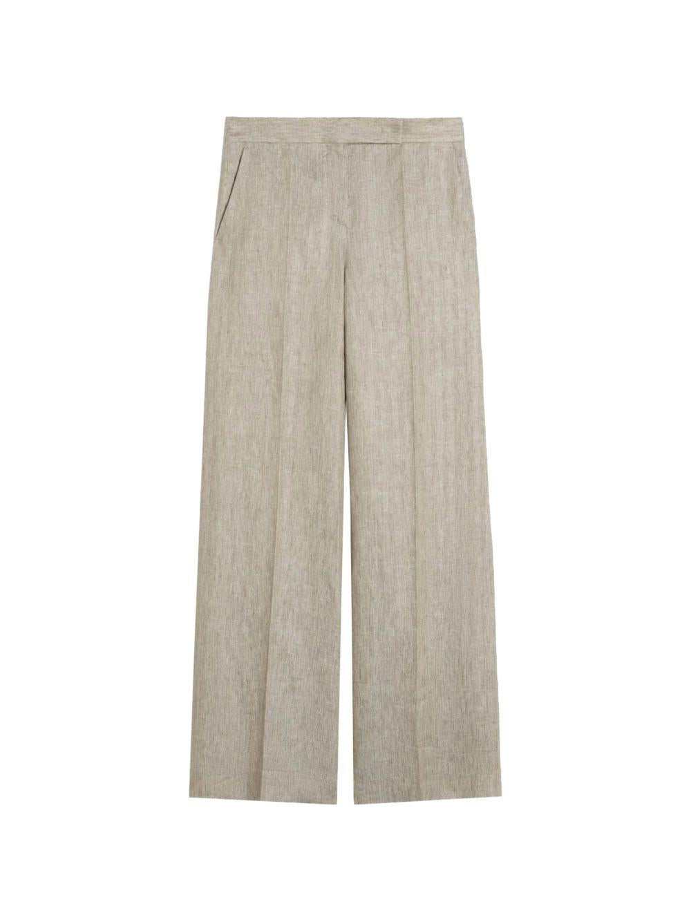 MAX MARA Pantaloni Deserto in lino grigio svasati