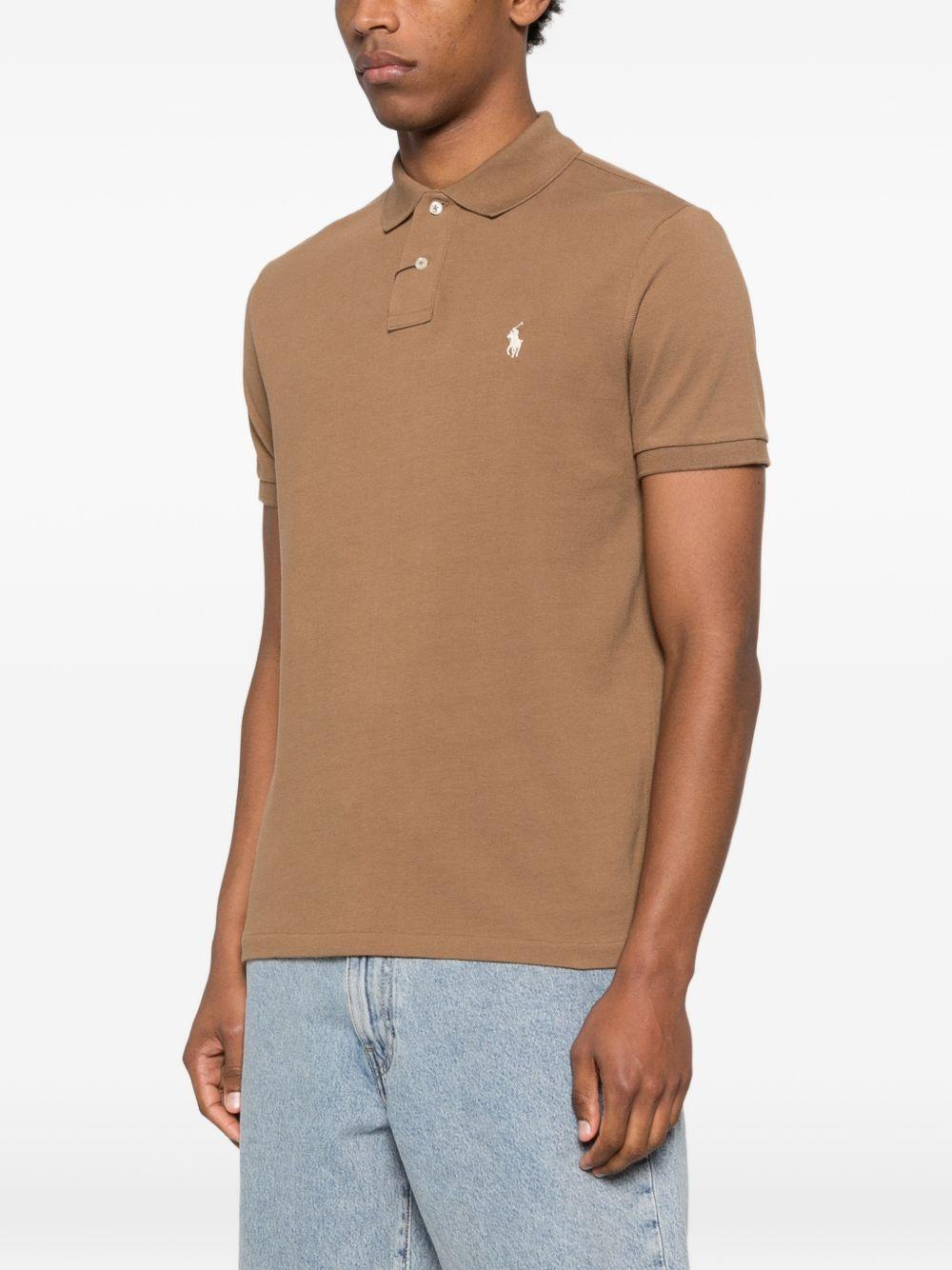 POLO RALPH LAUREN Polo a maniche corte marrone con logo cucito